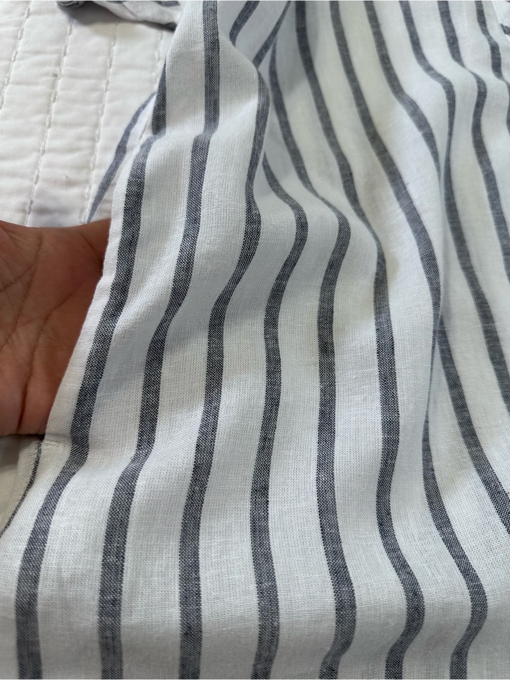 Lucky Brand White and Gray Striped Button Down Linen Blend Maxi Shirt Dress Sz M - Picture 6 of 13